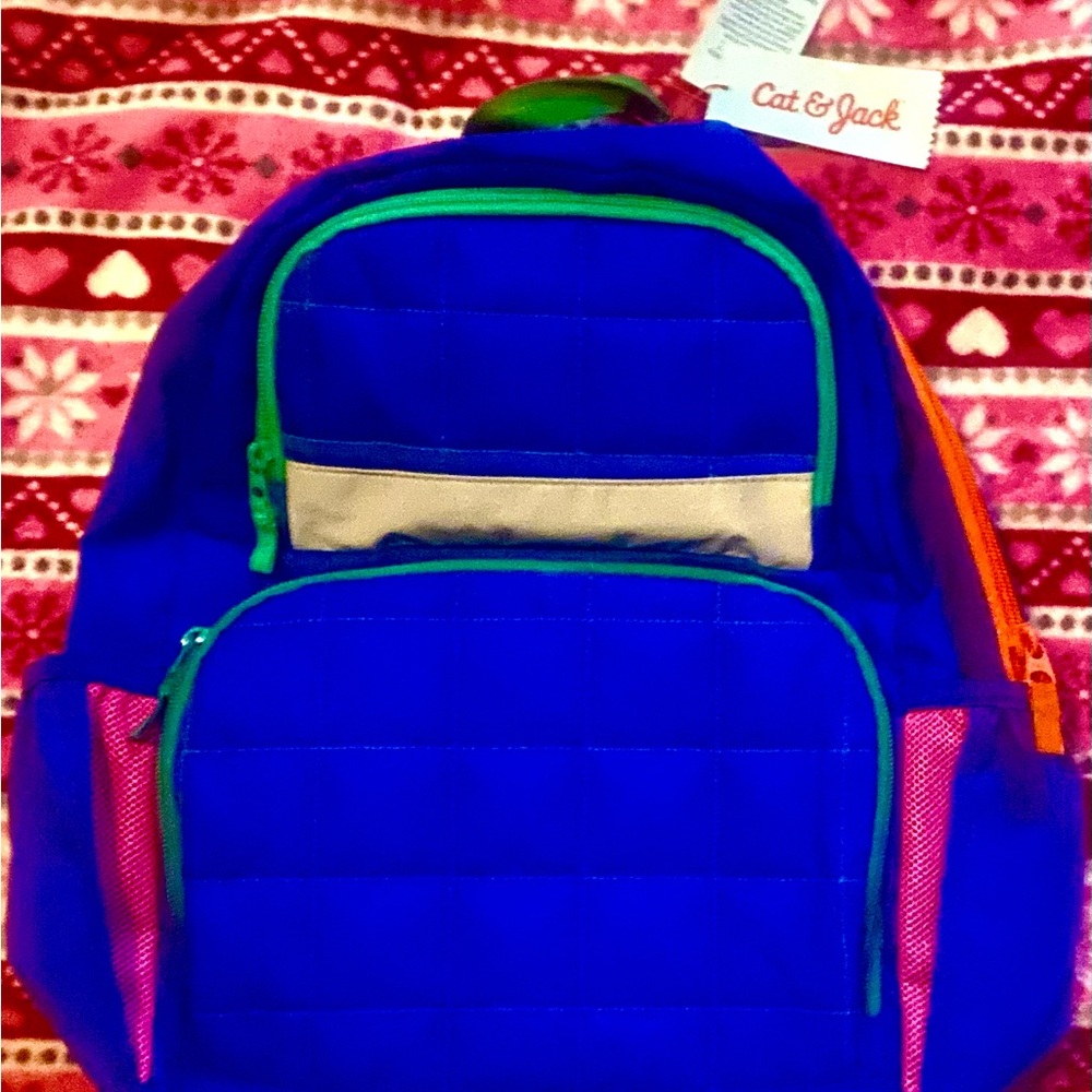 Cat & Jack NWT Vibrant Blue Backpack w/ Multicolor Trim